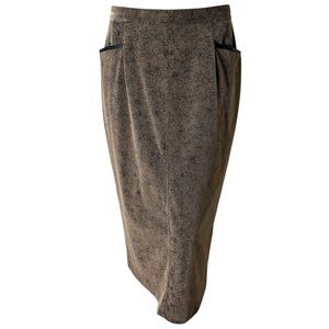 MICHAEL PHILLIPS Vintage Petite Nutmeg Brown Velvet Midi Pencil Skirt Size 14 P